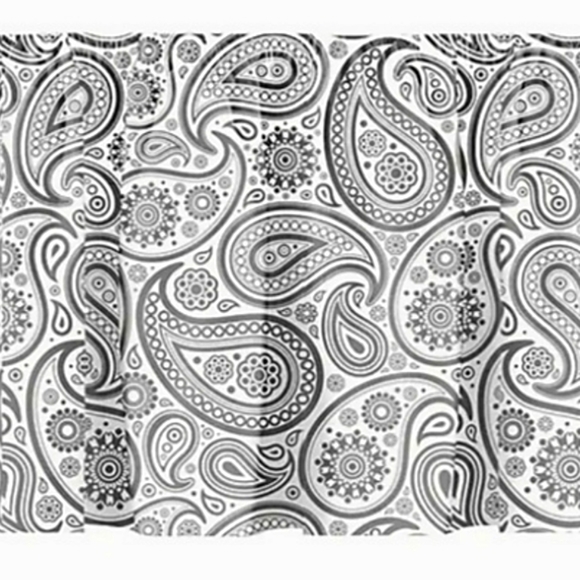 White Paisely on Grey Curtain Valance - Picture 4 of 5